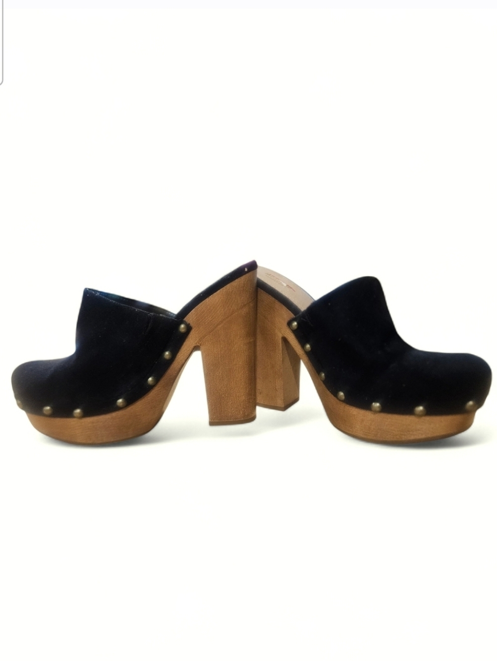 Mossimo Supply Co. Black Suede Wood Platform Clogs